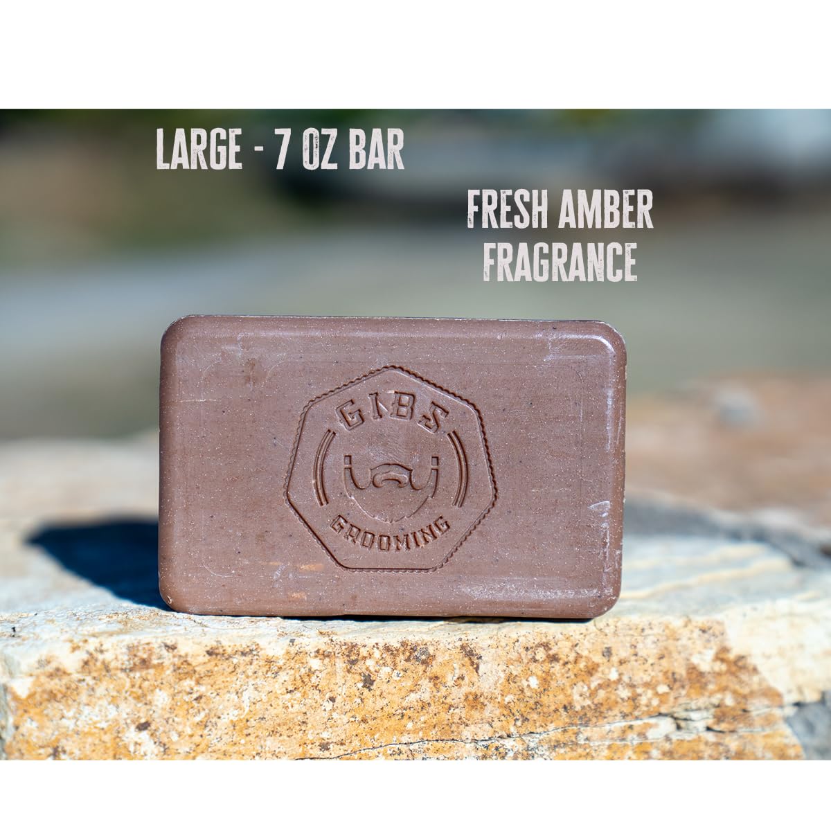 GIBS Amber, Exfoliating, Long-Lasting, Woodsy, 7oz Bar Soap