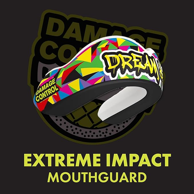 DAMAGE CONTROL Extreme Impact Mouth Guard – Sports Mouthguard for Boxing, MMA, BJJ, Hockey, Rugby, Lacrosse, & More – Mouthpiece for Teeth & Jaw Protection, for Youth & Adults (Adult, Dream Big)