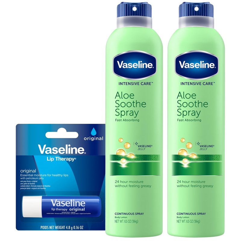 Vaseline Intensive Care Spray Moisturizer, Aloe Soothe 6.5 oz, Twin Pack
