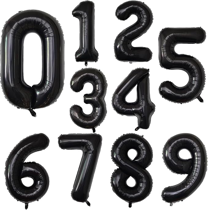 Number Balloons Black Party Balloon - Giant Number 1 Balloon, 40 Inch Large Balloon for Birthday Decorations, Black Party Supplies for Men Women