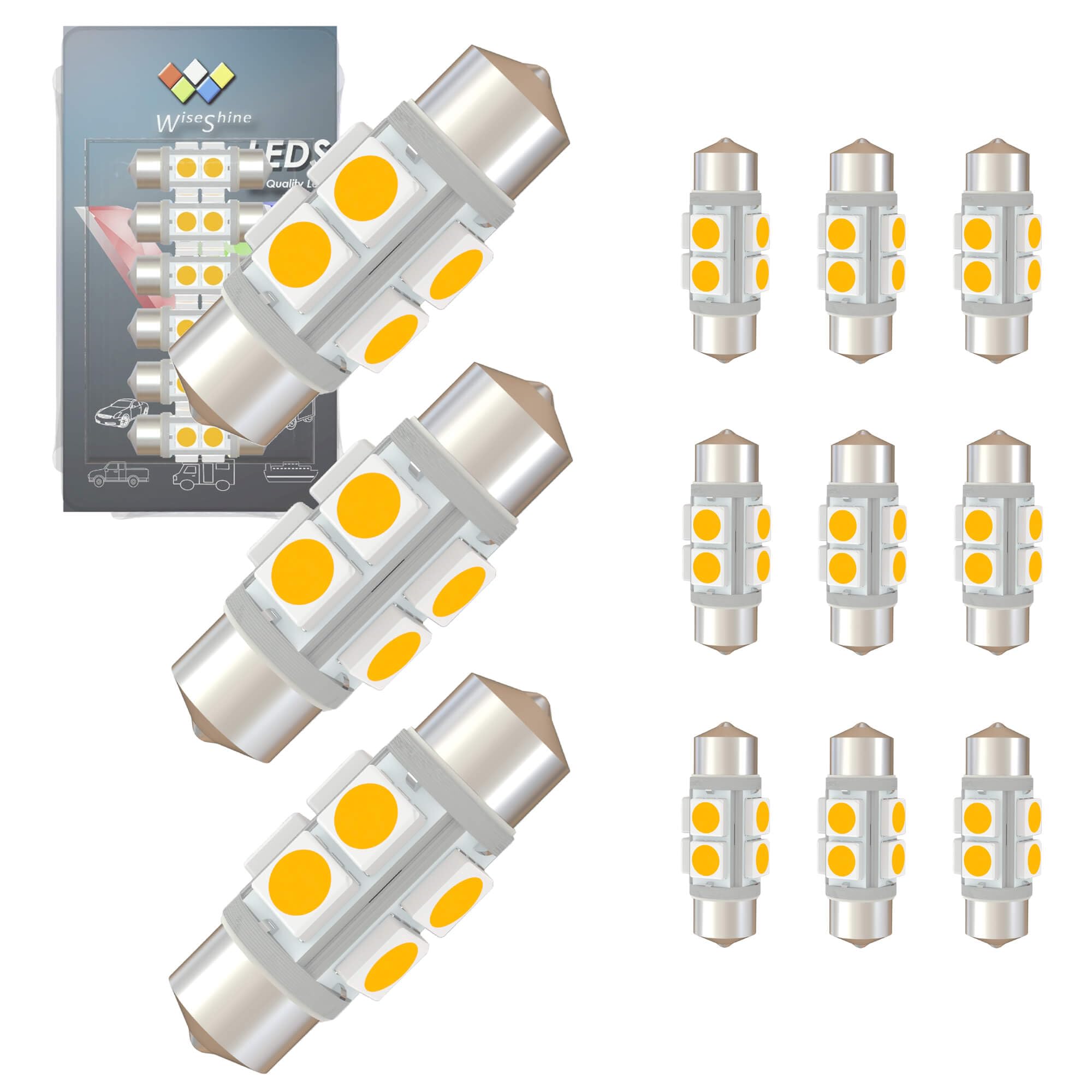 Wiseshine DC 12V 38mm Festoon LED Bulb 6418 LED Car Bulb Warm White 6411 DE3423 for Camper RV Automotive Interior Dome Reading M