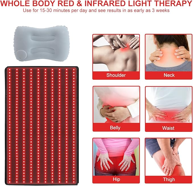 LOVTRAVEL LED 660nm Red Light Therapy Mat 38'' X 23.6'' 850nm Near Infrared Light Therapy Devices Large Pads for Whole Full Body Pain Relief