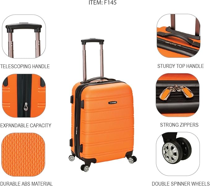 Rockland Melbourne Hardside Expandable Spinner Wheel Luggage, Carry-On 20", Carbon
