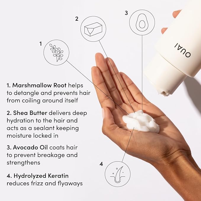 OUAI Thick Hair Shampoo and Conditioner Set - Sulfate Free Shampoo and Conditioner for Thick Hair Care - Moisturizes, Strengthens & Fights Frizz - Made with Keratin & Shea Butter (10 Fl Oz)