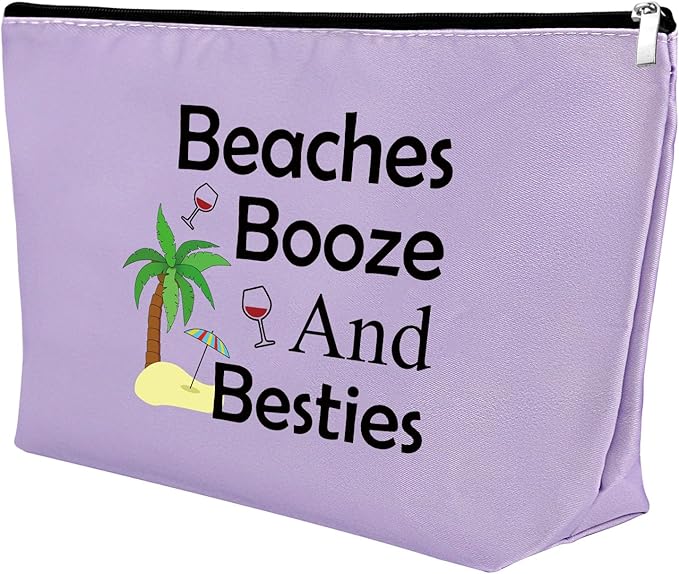 Mxrymvu Beach Gifts for Women Friends Makeup Bag Beach Lover Gifts Cosmetic Pouch Funny Vacation Themed Bag for Women Besties Birthday Christmas Graduation Present Travel Pouch（Purple）