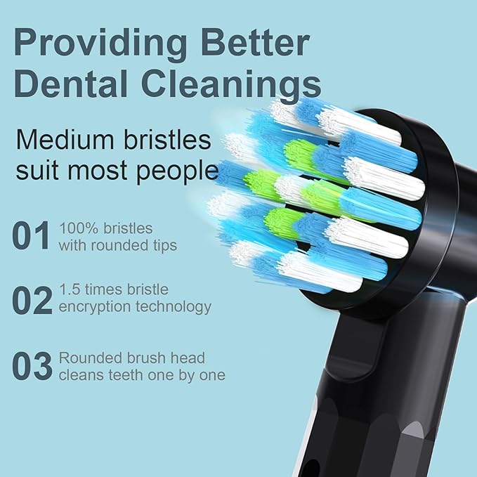 Toothbrush Heads Compatible with Oral B Braun Pro 1000/Genius X/Smart 1500 Series Electric Toothbrush, 14 Count Refills Brush Head Compatible with Oral B (Black)