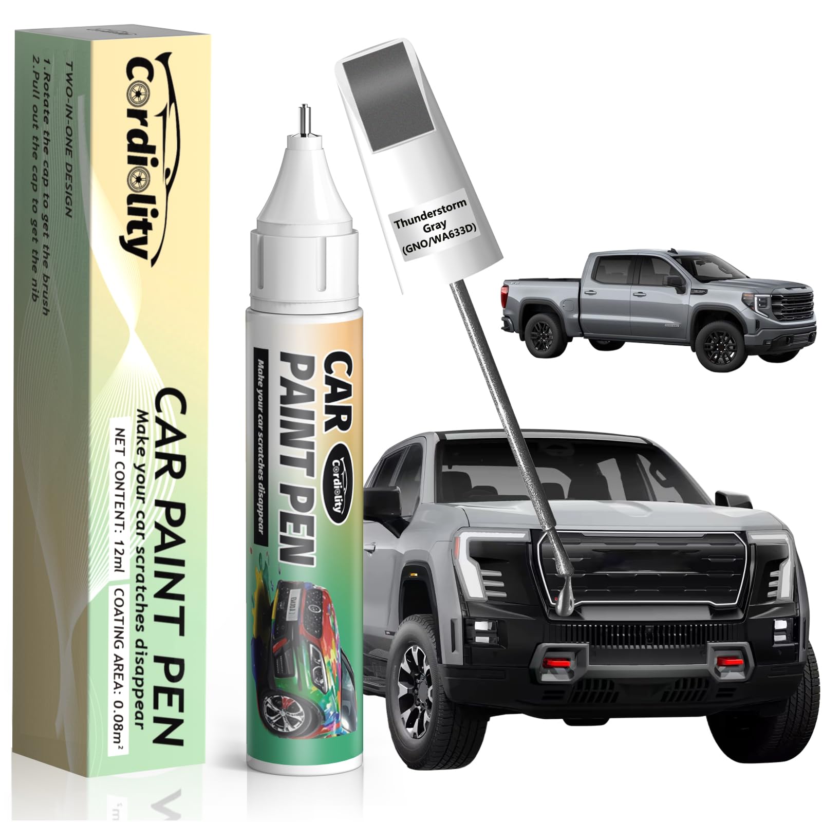 Thunderstorm Gray(GNO/WA633D) Touch Up Paint Pen for GMC,Car Paint Scratch Repair Pen Quick and Easy Fix Auto Paint Scratch
