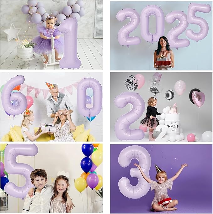 40 Inch Purple Number Balloons Light Purple 9 Balloon Matte purple Birthday Balloons 0-9 Birthday Wedding Party digital Decorations (Number 9)