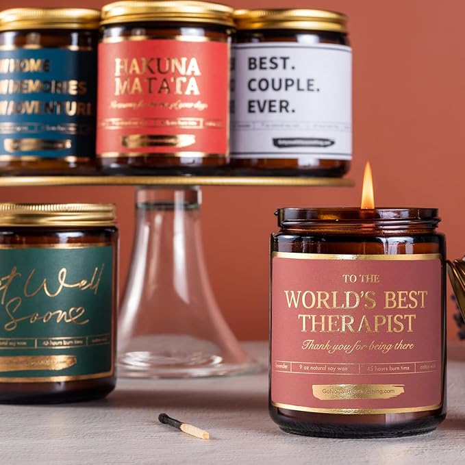 Therapist Gifts - World's Best Therapist Candle, Appreciation Gift Idea for Women Therapists, Mental Health Professionals, Occupational Therapy, Respiratory, Massage, Physical Therapist Gifts