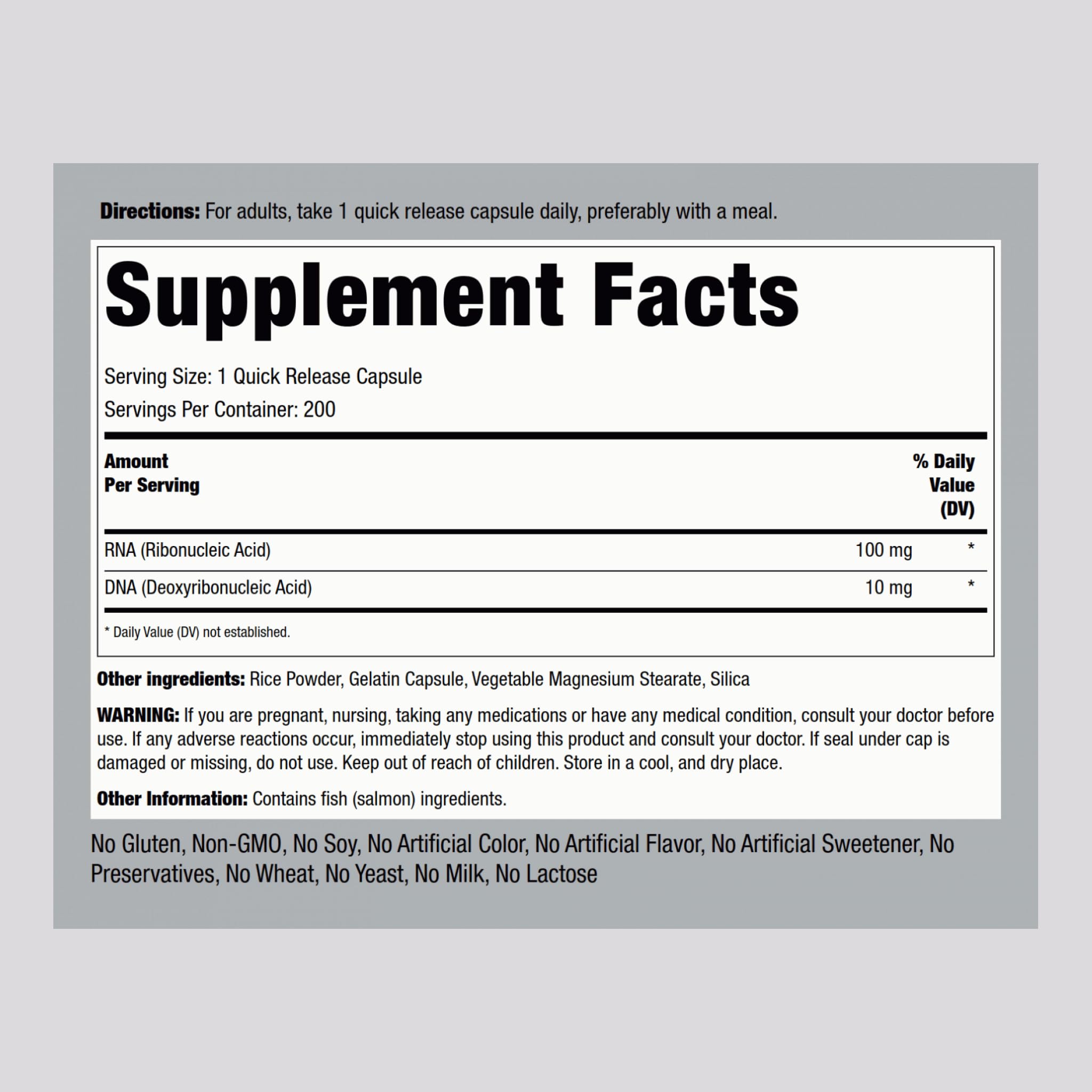 Piping Rock RNA DNA Supplement | 200 Capsules