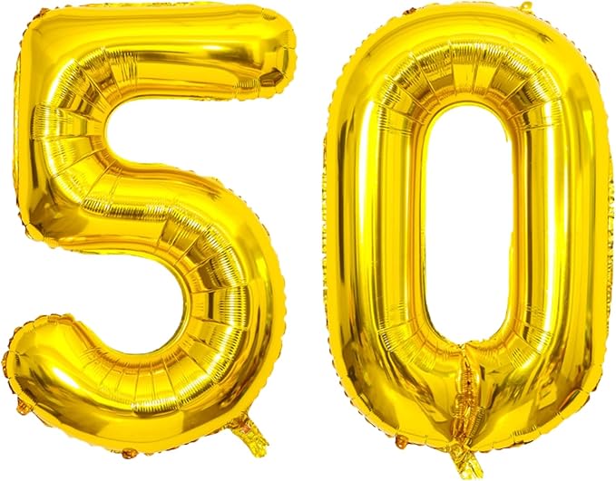Gold Number Balloons Birthday Balloons - Giant Gold Number 50 Balloon 40 inch, Numbers Balloon 10th Birthday Decorations, Gold Party Supplies for Women Men