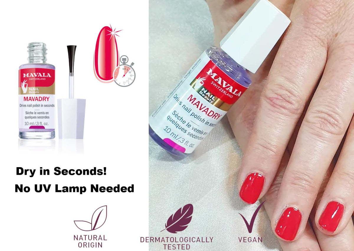 Mavala Mavadry Manicure Timesaver for Touch-Dry Nails | Dries in Seconds | Chip Resistant Formula | Long Lasting | Prevent Flaking | Leaves Brilliant Sheen (0.3 oz.)