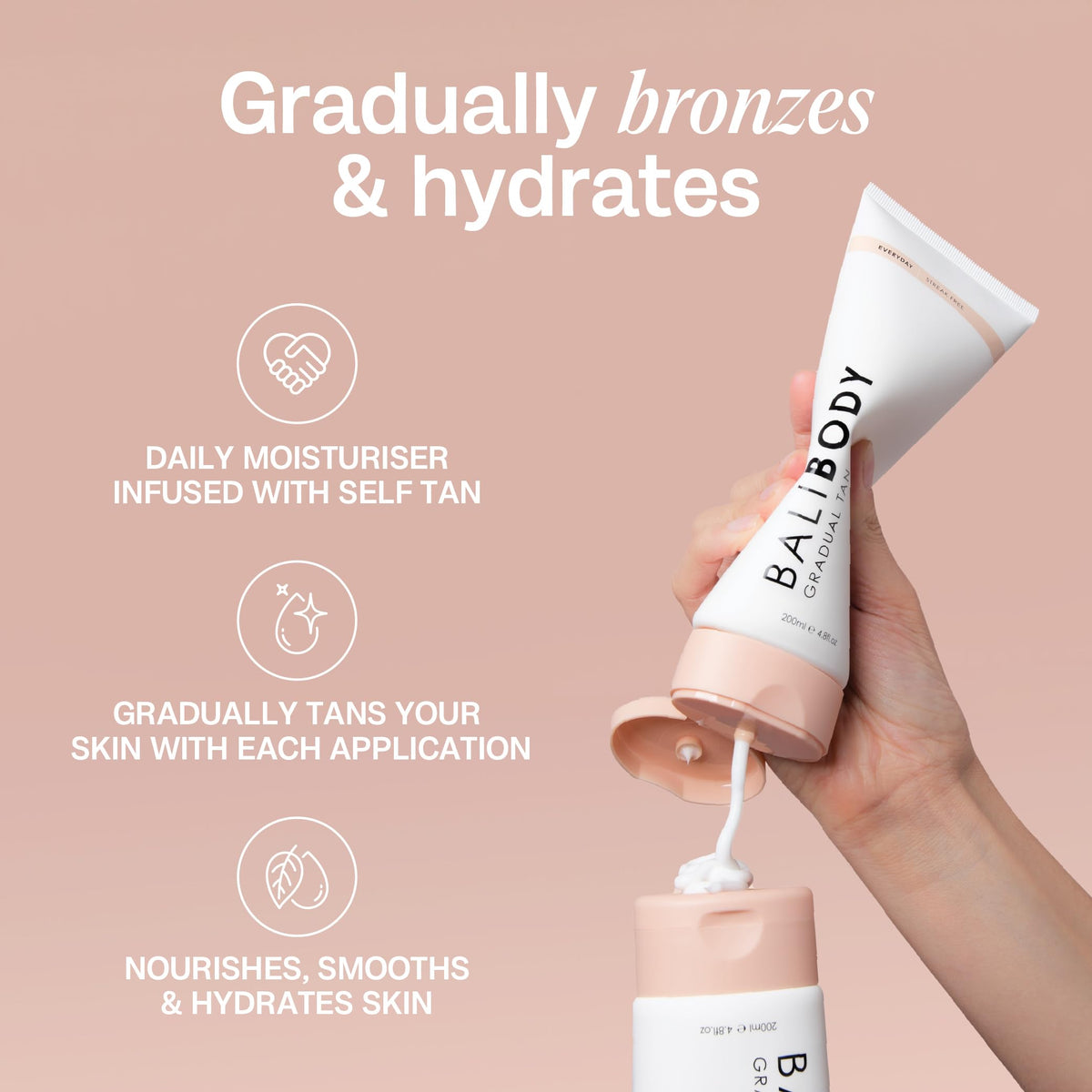 Bali Body Gradual Tan - 2-in-1 Ultra Moisturizing Body Lotion for Women with Extremely Dry Skin, Hydrating Natural Self Tanner, Non-Greasy & Streak-Free Moisturizer, Cruelty-Free (200 ml/6.7 fl oz)