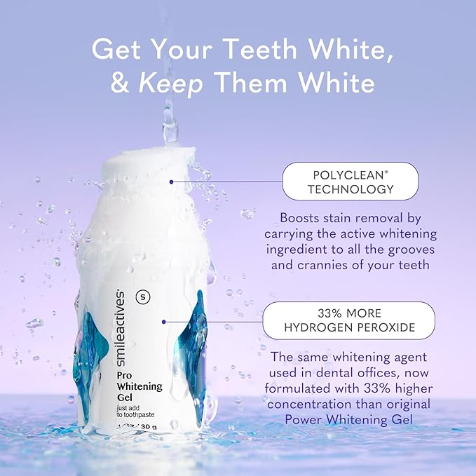 Smileactives Teeth Whitening Kit, Complete at Home Teeth Whitening Treatment, Travel Size Tooth Whitening, Stain Remover for White Teeth, Contains Clinical-Grade Hydrogen Peroxide, 30 Day Kit