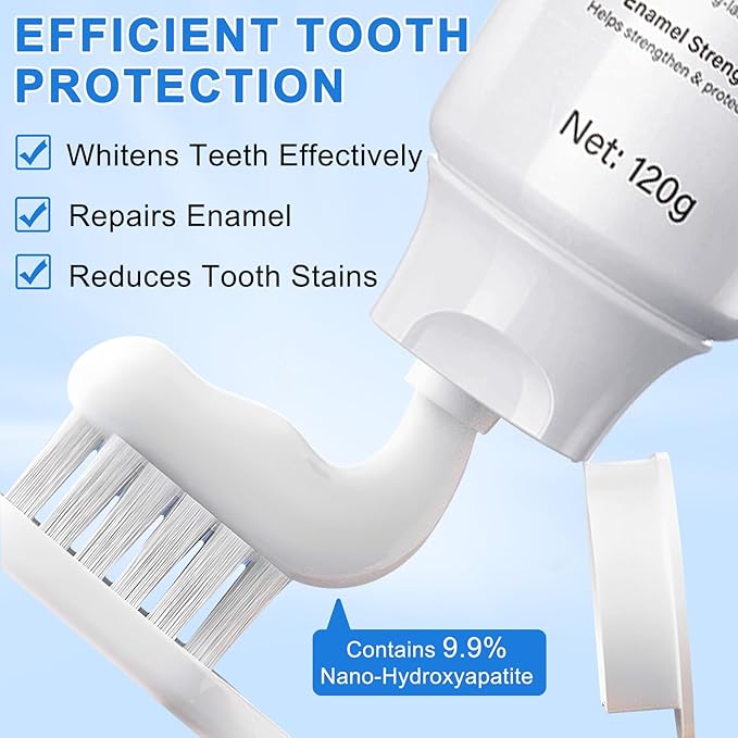Hydroxyapatite Toothpaste 9.9%, 2PCS Nano Hydroxyapatite Toothpaste (Fluoride Free) for Enamel Protection and Tooth Strengthening –Gentle Mint, Fresh Breath, Daily Use for Oral Care