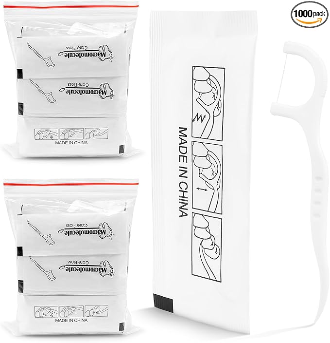 HOFASON 1000 Count Individually Wrapped Floss Picks Dental Floss Sticks Bulk, Travel Flossers Oral Care Teeth Clean for Hotel Restaurant Office, Wedding Basket Supplies and Guest Bathroom Essentials