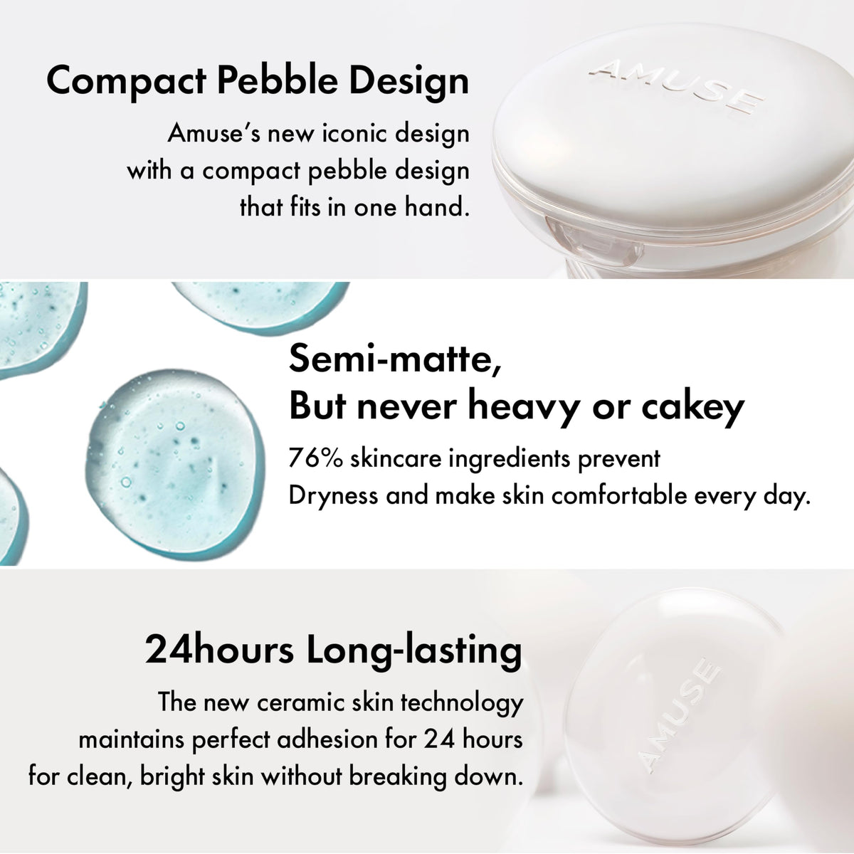 AMUSE SEOUL Ceramic Skin Perfector Cushion Foundation (02 HEALTHY) - Flawless Coverage, Semi Matte Glow, Long Lasting, Lightweight Satin Finish, Vegan, Korean Beauty Makeup (15g / 0.52oz.)