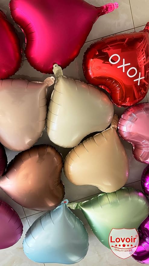 Lovoir 10 Pcs Gradient Heart Shape Foil Mylar Balloons 18 Inch Love Balloons for Valentine's Day Birthday Party Decorations Wedding Engagement Romantic Decor (Gradient)