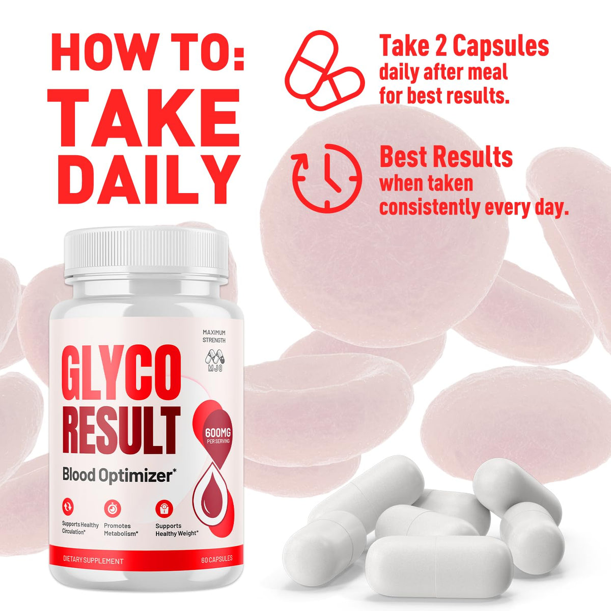 Glyco Result Capsules, Official GlycoResult Pills with All Natural Ingredients, Advanced Overall Health & Wellness Vitamin Support Supplement with Maximum Strength Multivitamin Support (60 Capsules)