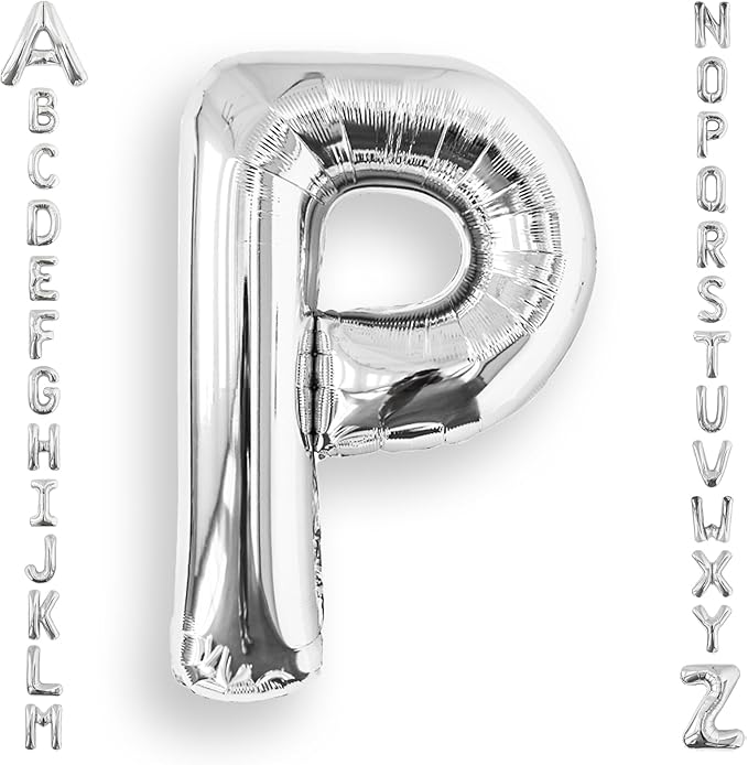 AULE 40 Inch Big Letter Balloon Silver P Large Foil Helium Alphabet Balloons A-Z for Birthday Anniversary Graduation New Year Party Decoration Supplies