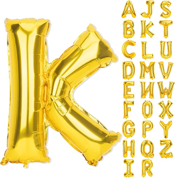 Gold Letter Balloons 40 Inch K Balloon Letters K Alphabet Name Balloons Giant Letters With Straw Big Balloons Foil Gold Balloons For Birthday Party Decorations Wedding Thanksgiving Christmas Balloons