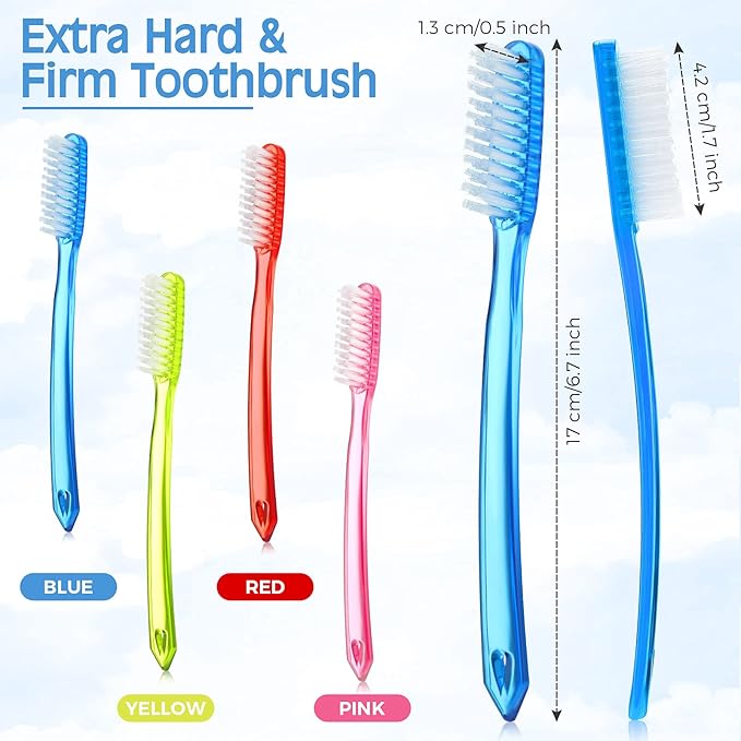 Zopeal Extra Hard and Firm Toothbrush for Adults Bulk Huge Large Long Head Bristle Full Head Manual Toothbrush for Whitening Cleaning(12 Pieces)