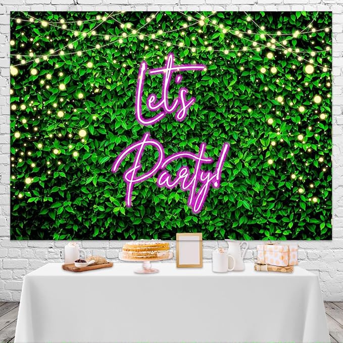 Mocsicka Let's Party Backdrop Greeny Glitter Lights Happy Birthday Background Let's Party Kids Chirldren Birthday Party Supplies Photo Booth Props (6x4ft)