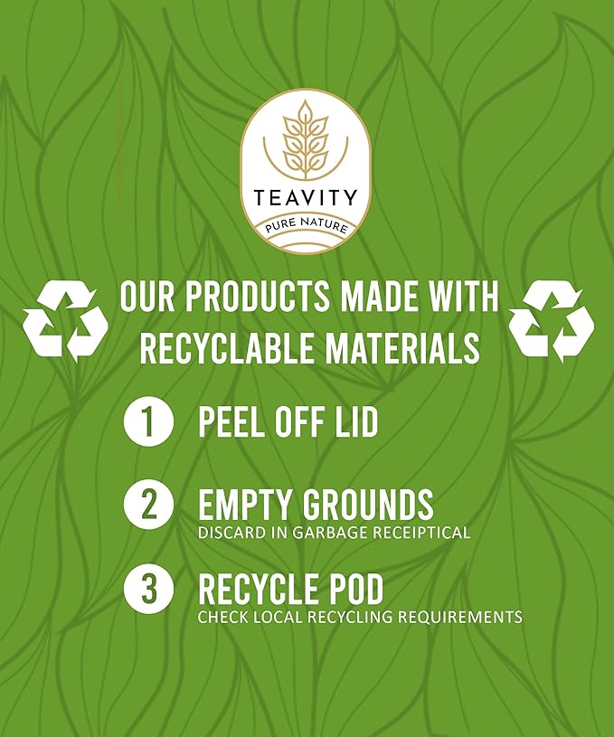 Organic Green Tea Pods for Keurig - Unsweetened Green Tea for K Cup Machines by Teavity (12 Tea Pods)