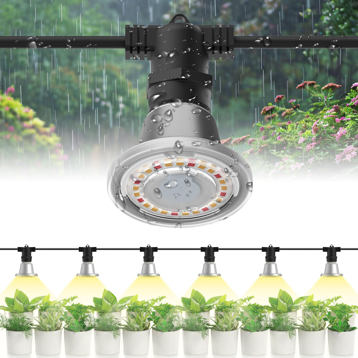 SANSI Hanging Grow Light for Indoor Outdoor Plants, 72W IP65 Waterproof