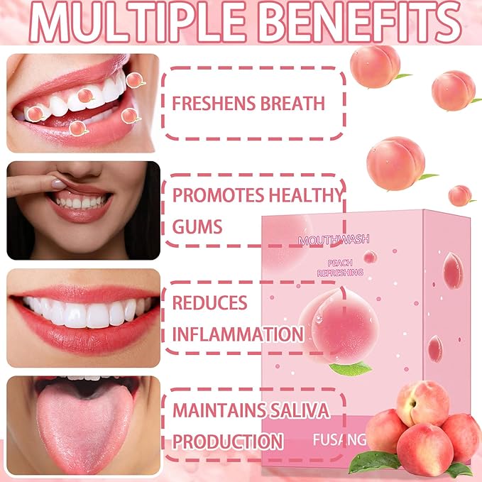 Travel Size Mouthwash 20 Pack,Peach Flavored Mini Mouthwash Travel Size for Fresh Breath,Individual Packaged Hotels Portable Travel Size Toiletries Products
