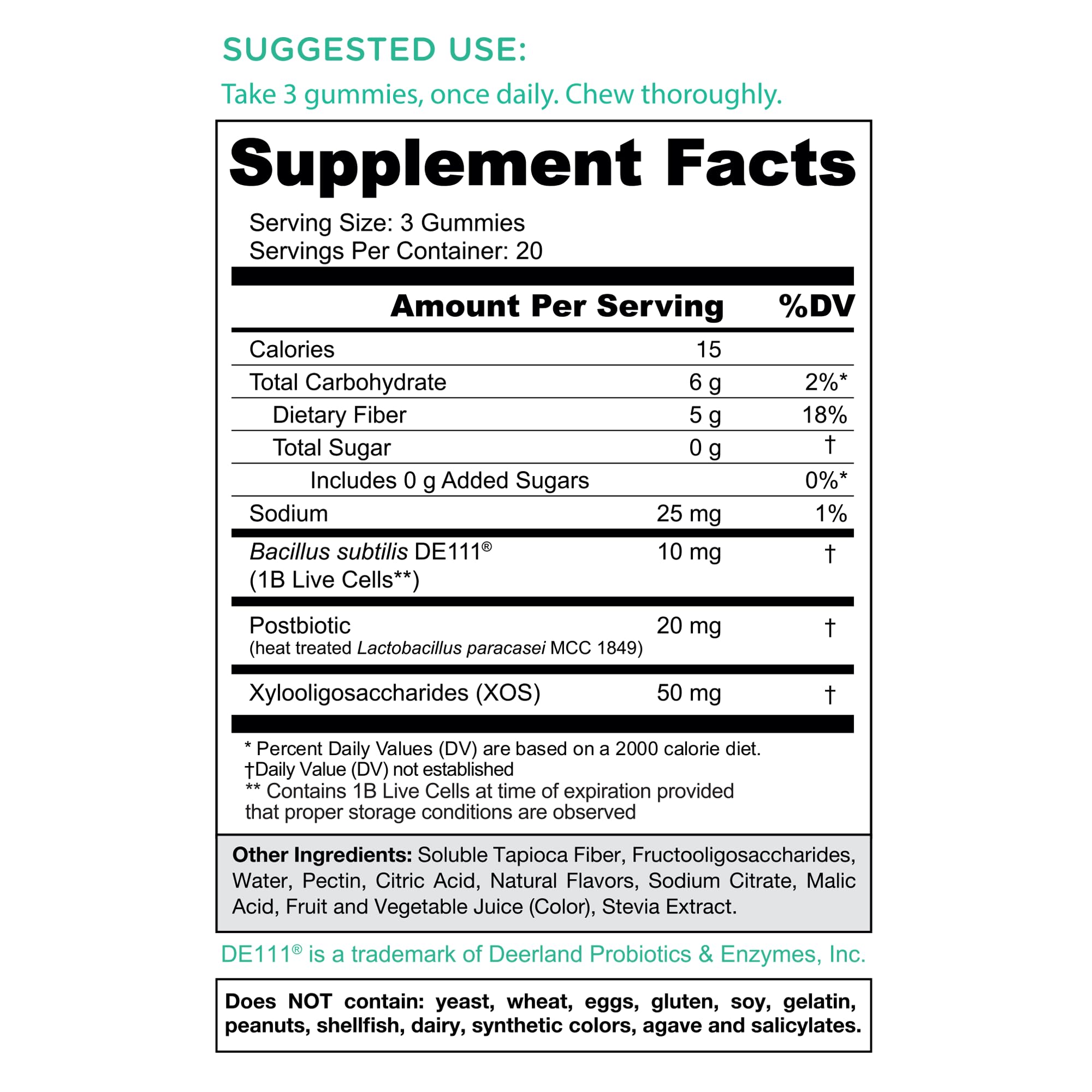 Goli Zero Sugar Pre Pro Postbiotic Gummies - (5 Pack, 300 Total) Worlds First 3-in-1 with DE111, XOS, MCC1849 - No Sugar Alcohols - Vegan, Keto-Friendly, Non-GMO