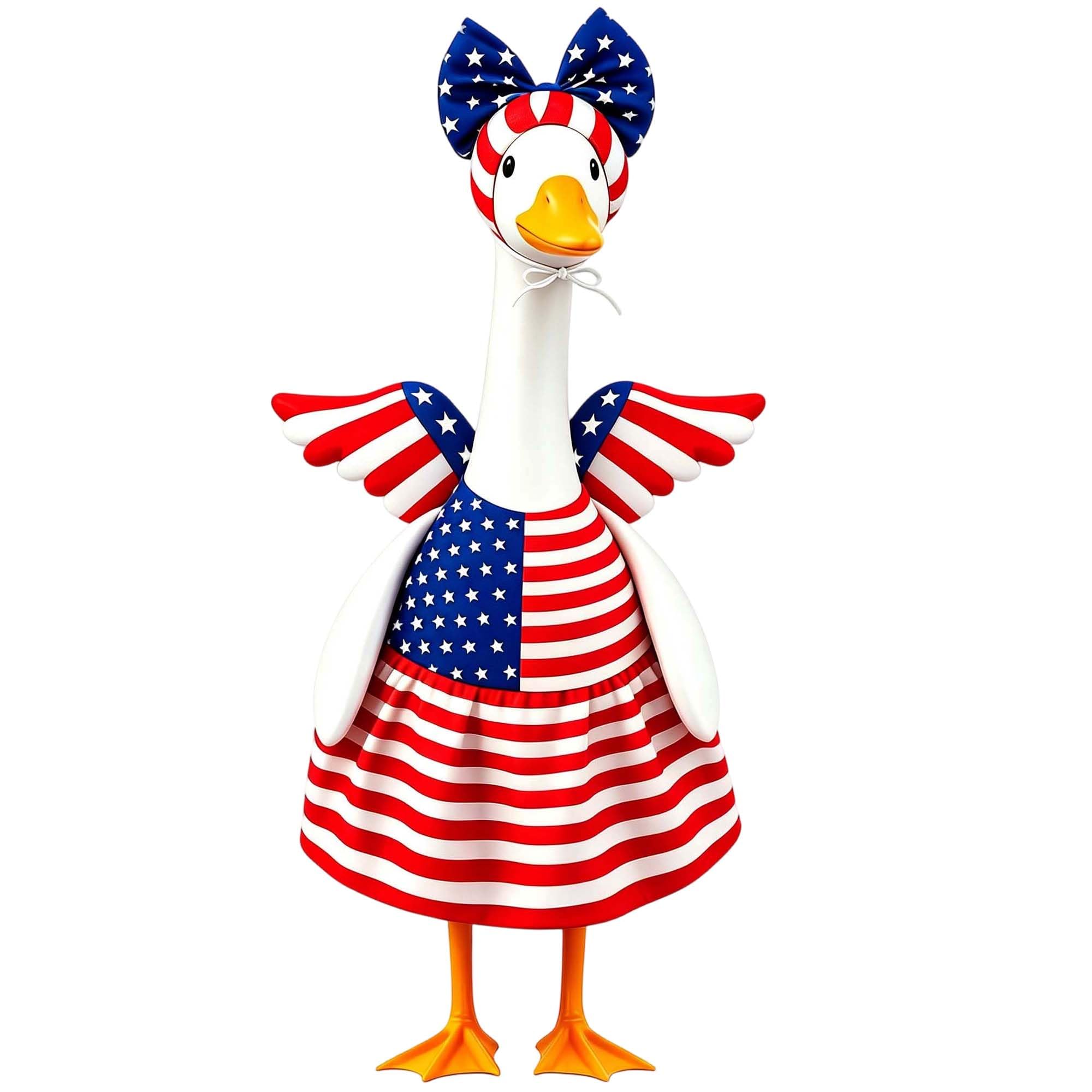 Go Ho 4th of July Porch Goose Outfit Angel Style, American Flag Patriotic Clothes for 23 Inch Porch Goose Statue, Independence Day Costume, 250th Anniversary USA Outdoor Lawn Garden Decoration