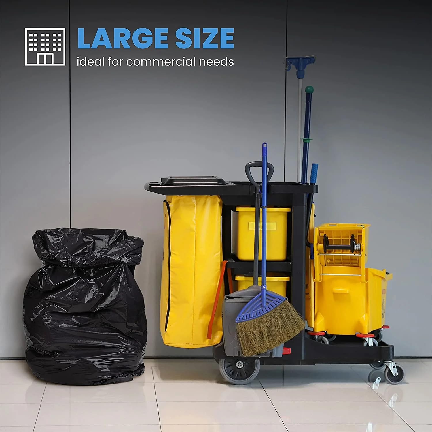 ToughBag 55 Gallon Trash Bags, 55-60 Gallon Trash Bags Heavy Duty (50 COUNT) - Large Black Trash Can Liners, 50-60 Gal for Contractors, Commercial, and Lawn - Made in USA
