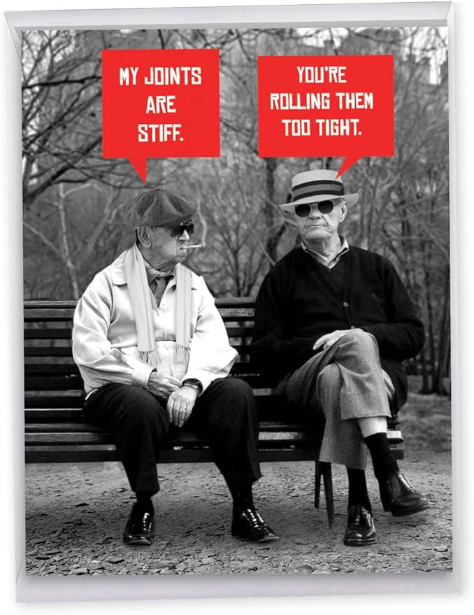 NobleWorks Jumbo Humorous Birthday Greeting Card 8.5 x 11 Inch with Envelope (1 Pack) Large Jumbo Bday Men Stiff Joints J7038BDG