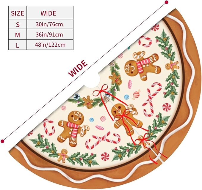 Gingerbread Man Christmas Tree Skirt Xmas Tree Mat Halloween Thanksgiving Christmas Tree Ornaments Decorations Holiday Party Indoor Outdoor 30"