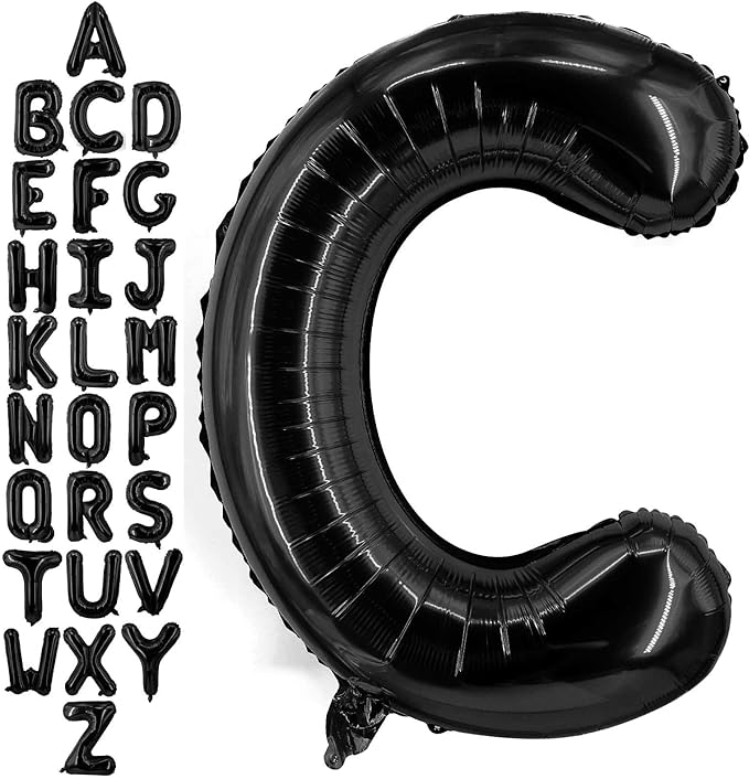 40 Inch Black Letter C Balloons, DIY Phrase Foil Alphabet Letter C Balloons DIY Word C Banner for Birthday Anniversary Celebration Graduation Party Supplies Decoration