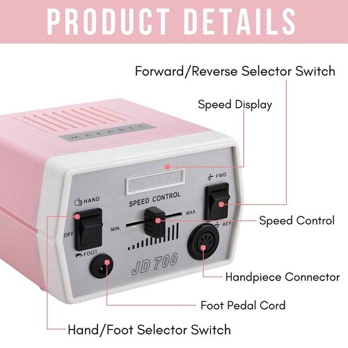 Makartt Geneviere Electric Nail Drill Machine with Nail Drill Bits Holder Dustproof Stand Bundle