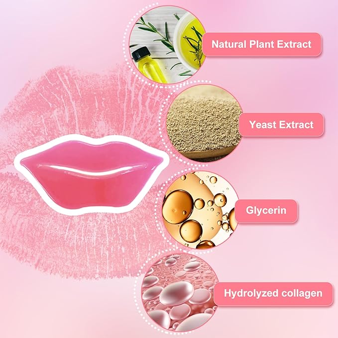 30 PCS Lip Mask Collagen Lip Masks Sheet for Dry Lips, Gel Lip Mask Pack for Remove Dead Skin, Moisturizes and Lightens Lip Lines (30 PCS, Watermelom Red)