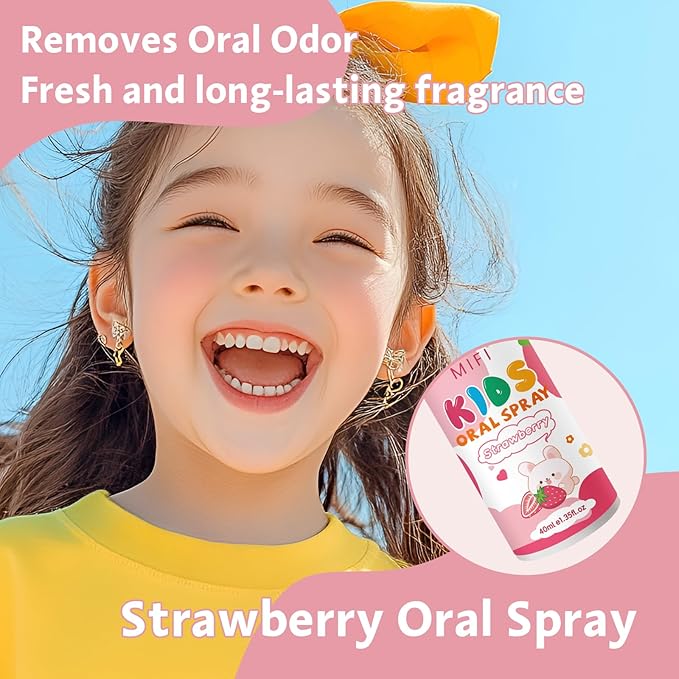 PEGO Kids Oral Spray, Toddler Toothpaste Helper for Fresh Breath,Fruit-Flavored & Portable, for Baby's Daily Oral Care (2Pack, Strawberry)