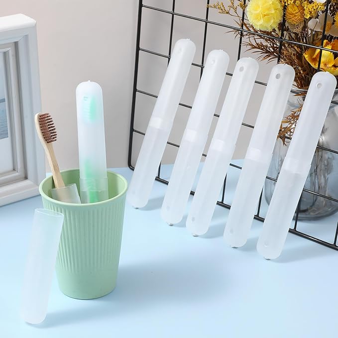 60pcs plastic toothbrush holder clear toothbrush holder with cover bulk dustproof tooth brush Case Cover Protector plastic tooth brush holders for Travel Trip Camping Toothpaste Covers