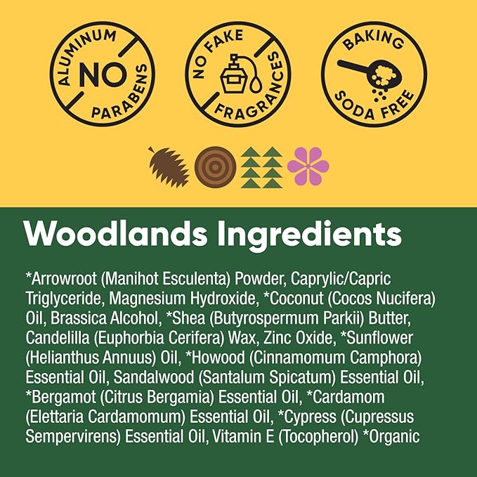 Pretty Frank Natural Aluminum-Free Deodorant Stick, Baking Soda-Free, Woodlands (2-Pack) | Sensitive Skin Friendly, Effective Odor Control for Women & Men, Organic Ingredients and Essential Oils