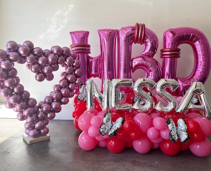 40 Inch Large Hot Pink Letter F Balloons Alphabet F Letter Balloons Foil Mylar Letter A Balloons for Birthday Party Anniversary New Year Graduation Wedding