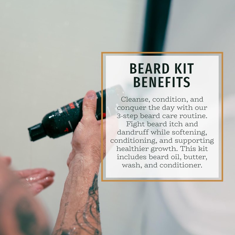 Live Bearded Complete Beard Grooming Kit - Wash, Conditioner, Butter and Oil - Made in the USA with All-Natural Ingredients - Mens Groom Set | Legend Scent - Sandalwood, Vanilla