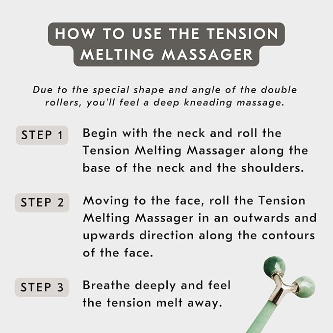 Mount Lai Jade Tension Melting Facial Massager for Face & Neck – Face Roller to Relieve Tension, Soothe Stress, Improve Circulation & Revitalize Skin for Radiant Care