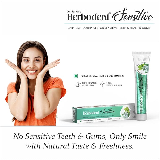 Herbodent® Sensitive Toothpaste - 6.53 Oz Pack of 6 | Enamel Repair & Cavity Protection, Fluoride Free, Sensitive Care with Natural Mouthwash & Gum Strengthening Herbs - Clove, Tomar, Long Pepper...