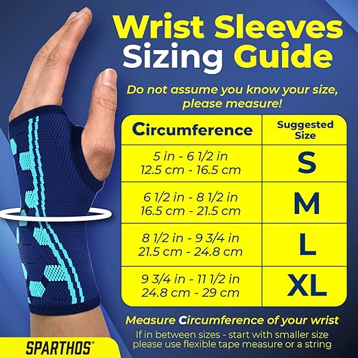 Sparthos Wrist Support Sleeves (Pair) - Medical Compression for Carpal Tunnel and Wrist Pain Relief - Wrist Brace for Men and Women (X-Large, Cobalt Blue)