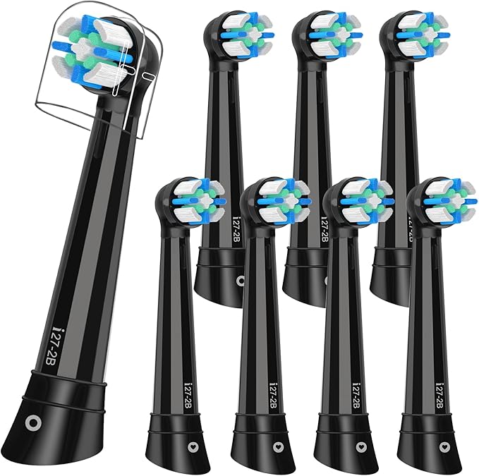 iO Replacement Heads Compatible with Oral B iO Electric Toothbrush,Compatible with Oral B iO Series 2/3/4/5/6/7/8/9/10,Premium Bristles for Deep Cleaning&Gentle Care,Black,8 Pack