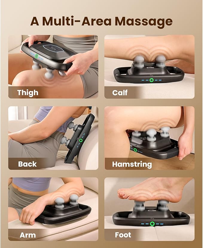 BOB AND BRAD A1 4-Head Massage Gun Deep Tissue, FSA Eligible/HSA Eligible, 4X Pain Relief Efficiency, Replaceable Massager Heads & Plate, Electric Percussion Massage Gun Tool for Back, Leg, Muscle