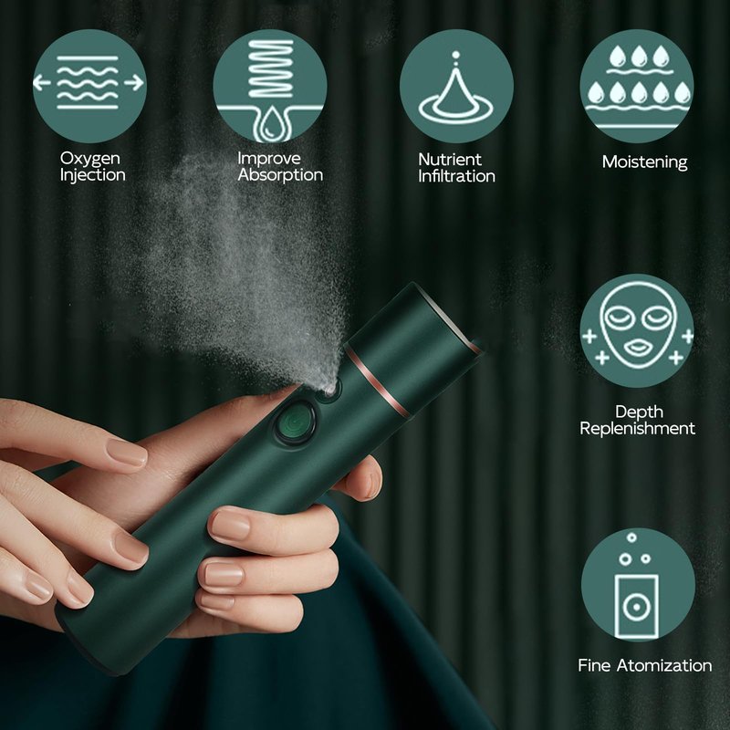 Elitzia Oxygen Facial Machine Oxygen Injection Skin Care Spa Nano Facial Mister Hydration Anti Aging Nourishing Handheld Atomizer Face Care Improve Absorption Portable Mist Sprayer Women 1PCS ETKD88SA