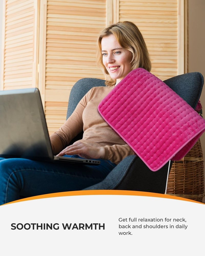 Pink Heating Pad, CooCoCo Large Heated Pad, Heat Pad, Cute Hot Pad for Back, College Dorm Essentials for Girls